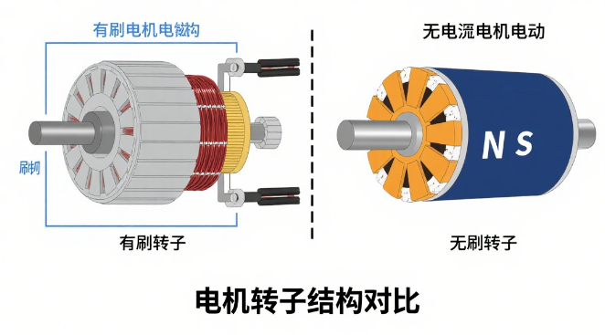 轉(zhuǎn)子的區(qū)別圖（AI生成）