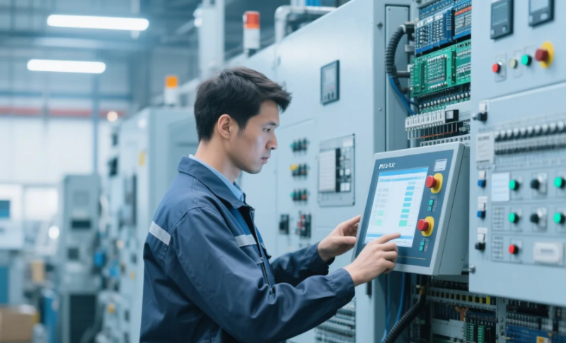 操作工正在操作自動(dòng)化設(shè)備